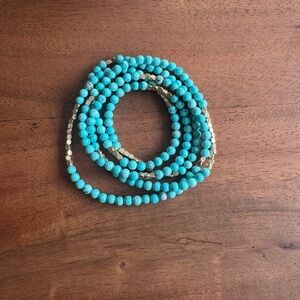 Turquoise and Gold Beaded Necklace/Bracelet